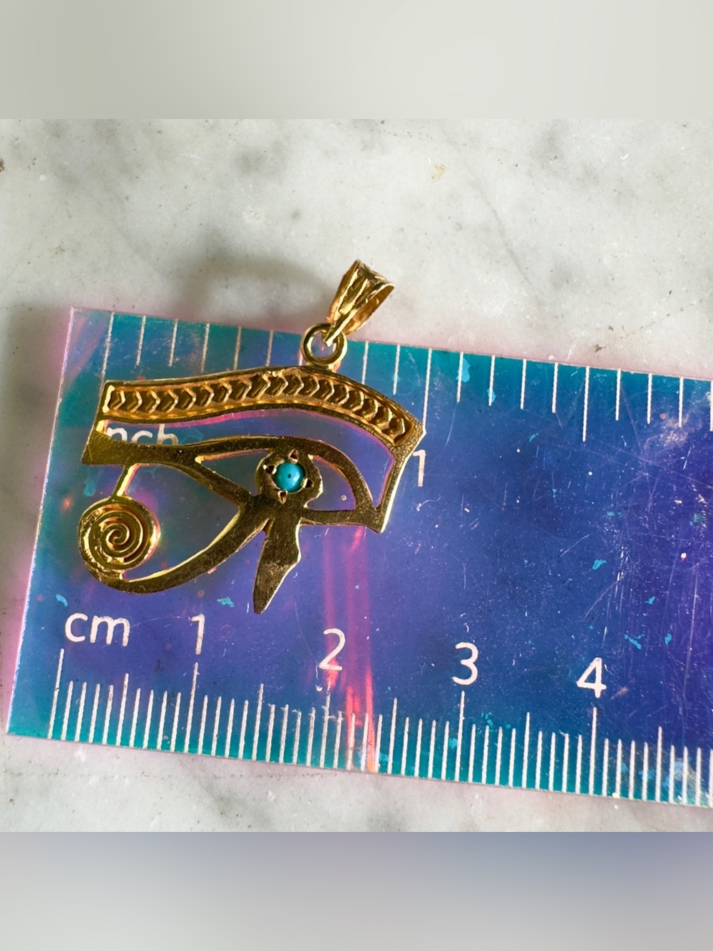 22k Egyptian Eye Pendant - Picture 5 of 12